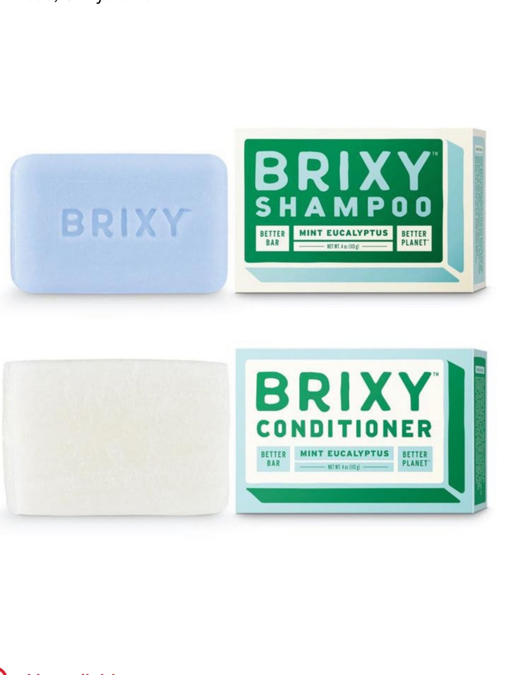 BRIXY Mint Eucalyptus Shampoo & Conditioner Bar Set for Balance and Hydration 8o
